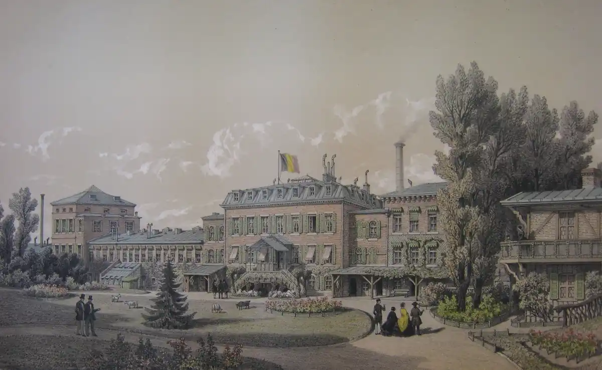 Old illustration of the General Management buildings of Vieille-Montagne in Angleur